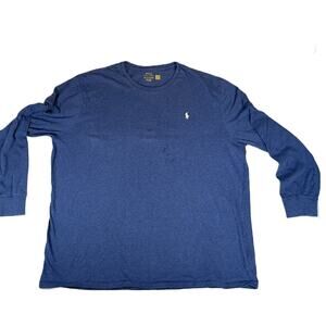 Polo by Ralph Lauren Long Sleeve T-Shirt Men XXL Heathered Blue Winter Mountains